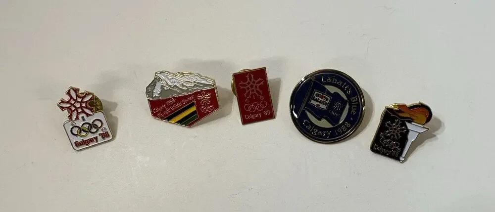 Lot Of 5 Vintage 1988 Calgary Canada Winter Olympic Games Lapel Pins
